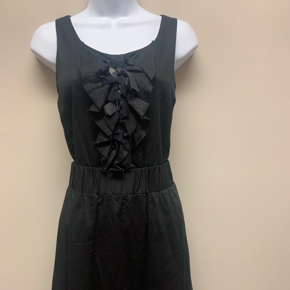 J CREW BLACK RUFFLE HONORE RHINESTONE RIBBON DRESS